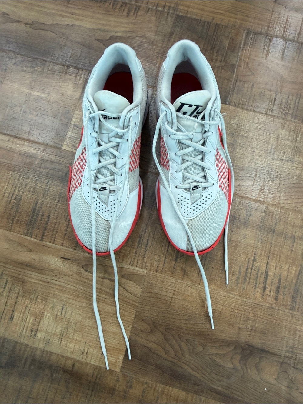 Men's White and Red Athletic Sneakers